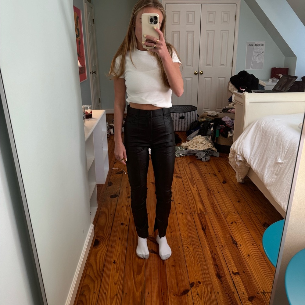 Zara leather skinny jeans